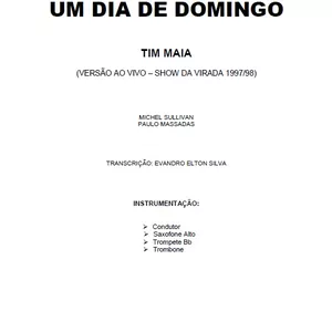 Imagem de capa para o Ebook UM DIA DE DOMINGO - TIM MAIA - TRIO DE SOPROS