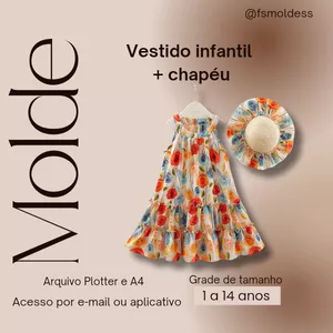Imagem de capa para o Ebook Molde vestido infantil + chapéu 