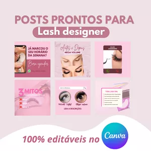 Imagem de capa para o Curso online Pack de posts prontos para Lash designer 