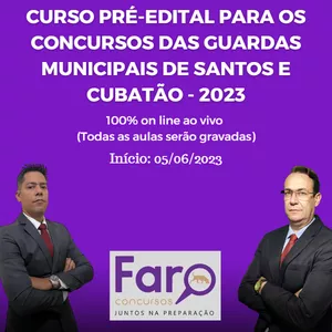 Imagem de capa para o Curso online CURSO ONLINE PRÉ-EDITALPREPARATÓRIO PARA AS GCM'S DE SANTOS E CUBATÃO