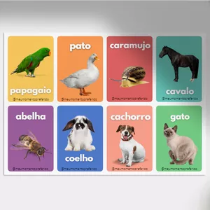 Imagem de capa para o Ebook Flashcards dos Animais. Imprima &amp; Aprenda