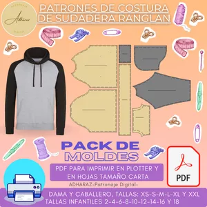 Imagen de portada para Ebook PATRONES DE COSTURA SUDADERA MANGA RANGLAN