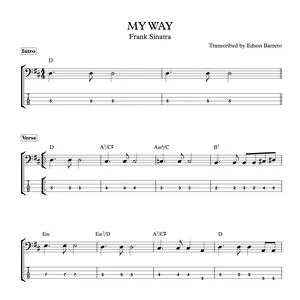 Cover image for Ebook MY WAY (Frank Sinatra) Bass Transcription, Score &amp; Tab Lesson