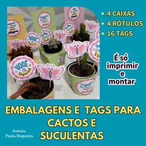 Imagem de capa para o Ebook KIT EMBALAGENS E TAGS PARA CACTOS E SUCULENTAS