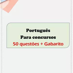 Imagem de capa para o Ebook Português para concurso, 50 questões + gabarito