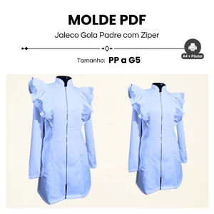 Imagem de capa para o Ebook MOLDE JALECO GOLA PADRE COM ZÍPER MANGA LONGA