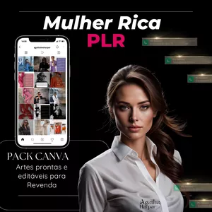 Imagem de capa para o Curso online PLR Pack Canva Post da Mulher Rica: pacote de 370 Posts prontos e editáveis (em 10 cores). Direito de revenda