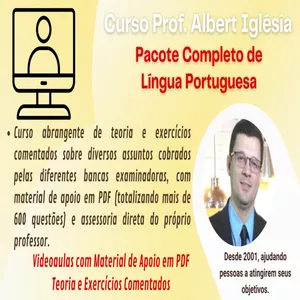 Imagem de capa para o Curso online Curso Completo de Língua Portuguesa em Videoaulas para Concursos  - Prof. Albert Iglésia