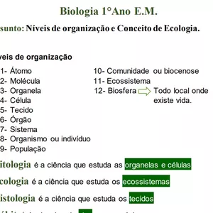 Imagem de capa para o Curso online RESUMO Níveis de organização e Conceito de ecologia!