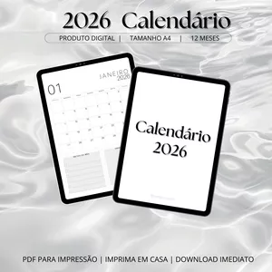 Imagem de capa para o Ebook Calendário 2026 Digital