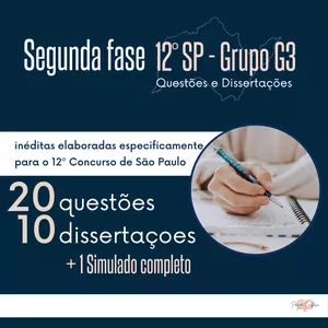 Imagem de capa para o Curso online Segunda Fase 12° SP - Grupo G3 (Questões e dissertações) 2.0
