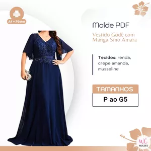 Imagem de capa para o Ebook MOLDE VESTIDO GODÊ COM MANGA SINO AMARA