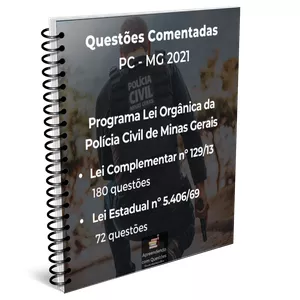 Imagem de capa para o Ebook Questões Comentadas da Lei Orgânica da PCMG/2021