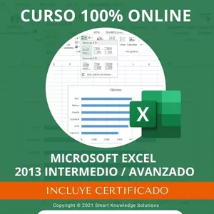 Imagen principal del producto Curso completo 100% Online de Microsoft Excel 2013 Intermedio/Avanzado incluye libro y certificado