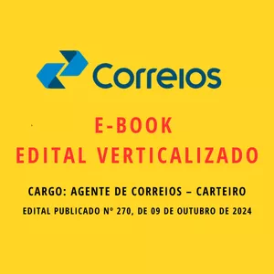 Imagem de capa para o Ebook Ebook: Edital Verticalizado dos Correios 2024 - Cargo Agente de Correios - Carteiro