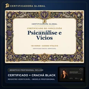Imagem do curso 🔥 BOLSA 100% [APLICADA] - [MATRÍCULA] CURSO DE FORMAÇÃO EM PSICANÁLISE E VÍCIOS - ACESSO VITALÍCIO - CRACHÁ BLACK + REGISTRO - CASHBACK R$ 25 - BÔNUS APOSTILA EXTRA - CG