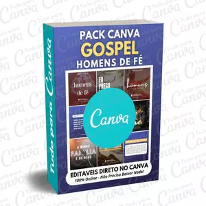 Imagem principal do produto Canva Pack Editável - Gospel Homens de Fé + 5 Kits Bônus