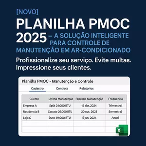 Imagem de capa para o Curso online Planilha PMOC - Manutenção e Controle de Ar-Condicionado