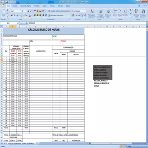 Imagem de capa para o Ebook PLANILHA EXCEL CÁLCULO BANCO DE HORAS
