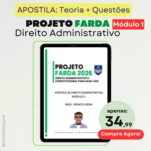 Imagem de capa para o Ebook Apostila Projeto Farda 2026 - Direito Administrativo EAGS-SAD - Mód 1