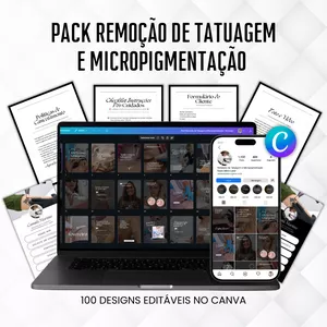 Imagem do curso Pack Remoção de Tatuagem e Micropigmentação - 100 Designs Editáveis no Canva