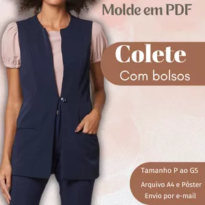 Imagem de capa para o Ebook MOLDE EM PDF COLETE COM BOLSOS 