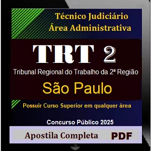 Imagem de capa para o Ebook TRT-2 (SP)- Técnico Judiciário - Administrativa - Apostila em PDF - 2025