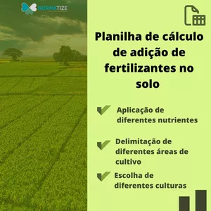 Planilha PLANILHA DE CÁLCULO DE ADIÇÃO DE FERTILIZANTE NO SOLO