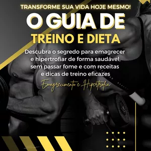 Imagem de capa para o Ebook GUIA DE TREINO E DIETA - EMAGRECIMENTO E HIPERTROFIA