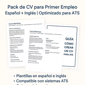 Imagen de portada para Ebook Pack de CV Bilingüe Optimizado para ATS - Primer Empleo