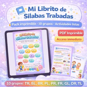 Imagen de portada para Ebook Pack de Sílabas Trabadas – TR, BL, BR, PL, PR, FR, GL, CL, DR y TL (Imprimible)