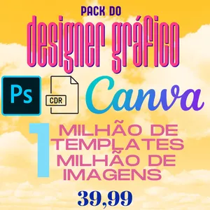 Imagem de capa para o Ebook Kit Pack Designer Premium + templates  Canvas!