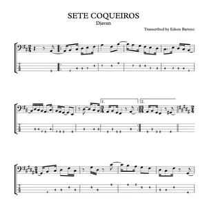 Main image of product 7 COQUEIROS (Djavan) Bass Score & Tab Lesson