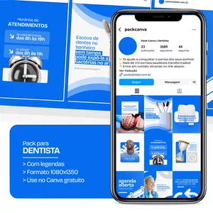 Imagem do curso Pack Canva - Dentista | Posts com conteúdos nichados e editáveis para perfil do Instagram e Redes Sociais
