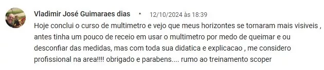 depoimento sobre o curso de multímetro do mecânico e professor Abel Klering