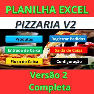 Imagem de capa para o Ebook Planilha Para PIZZARIAS, BARES, RESTAURANTES - Controle de Pedidos e Financeiro - Versão 2