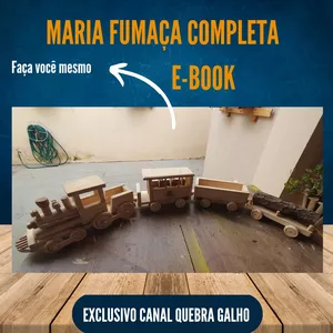 Imagem de capa para o Ebook Trem Completo (Maria Fumaça e Vagões) Projeto e Modelo de corte!