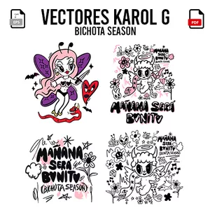 Imagen de portada para Curso online PACK Vector KAROL G x4 EPS-PDF-PNG - Bichota Season
