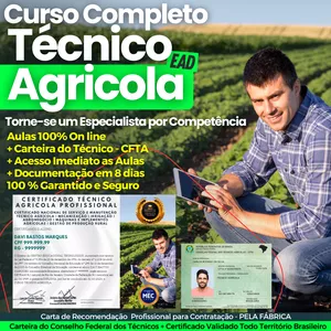 Imagem do curso Curso Técnico Agricola em Agricultura por Competência (Video Aulas + Ebook)