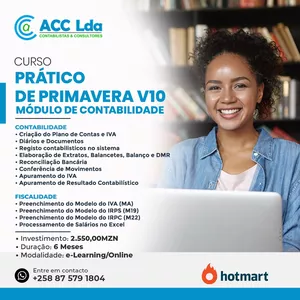 Imagem de capa para o Curso online Curso Prático de Primavera V10 - Módulo de Contabilidade Financeira