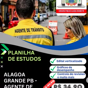Imagem de capa para o Curso online Planilha de estudos - Concurso Alagoa Grande PB - Agente de Trânsito 
