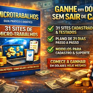 Imagem de capa para o Ebook Ganhe Dinheiro Online - Guia Prático e Didático com 31 Sites de Pesquisas e Micro-Trabalhos