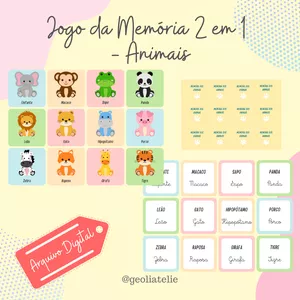 Imagem de capa para o Curso online Jogo da Memória 2 em 1 - Animais
