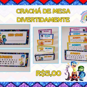 Imagem de capa para o Ebook 😁😢Crachá de mesa Divertidamente🤢😨