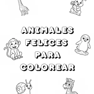 Imagen de portada para Ebook Animales felices para colorear-Libro infantil imprimible (3 a 5 años)