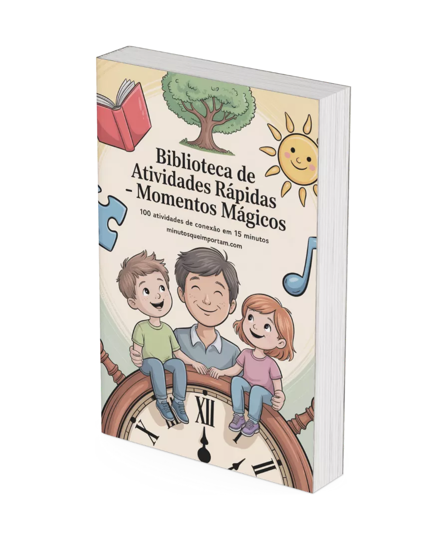 E-book Biblioteca de Atividades Rápidas: 100 ideias práticas de conexão familiar em 15 minutos.
