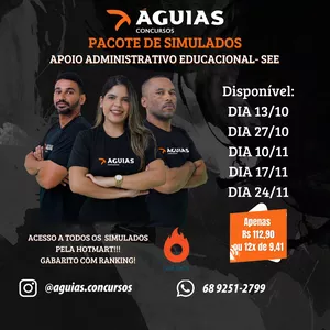 Imagem de capa para o Curso online SIMULADOS  APOIO ADMINISTRATIVO EDUCACIONAL - ÁGUIAS CONCURSOS