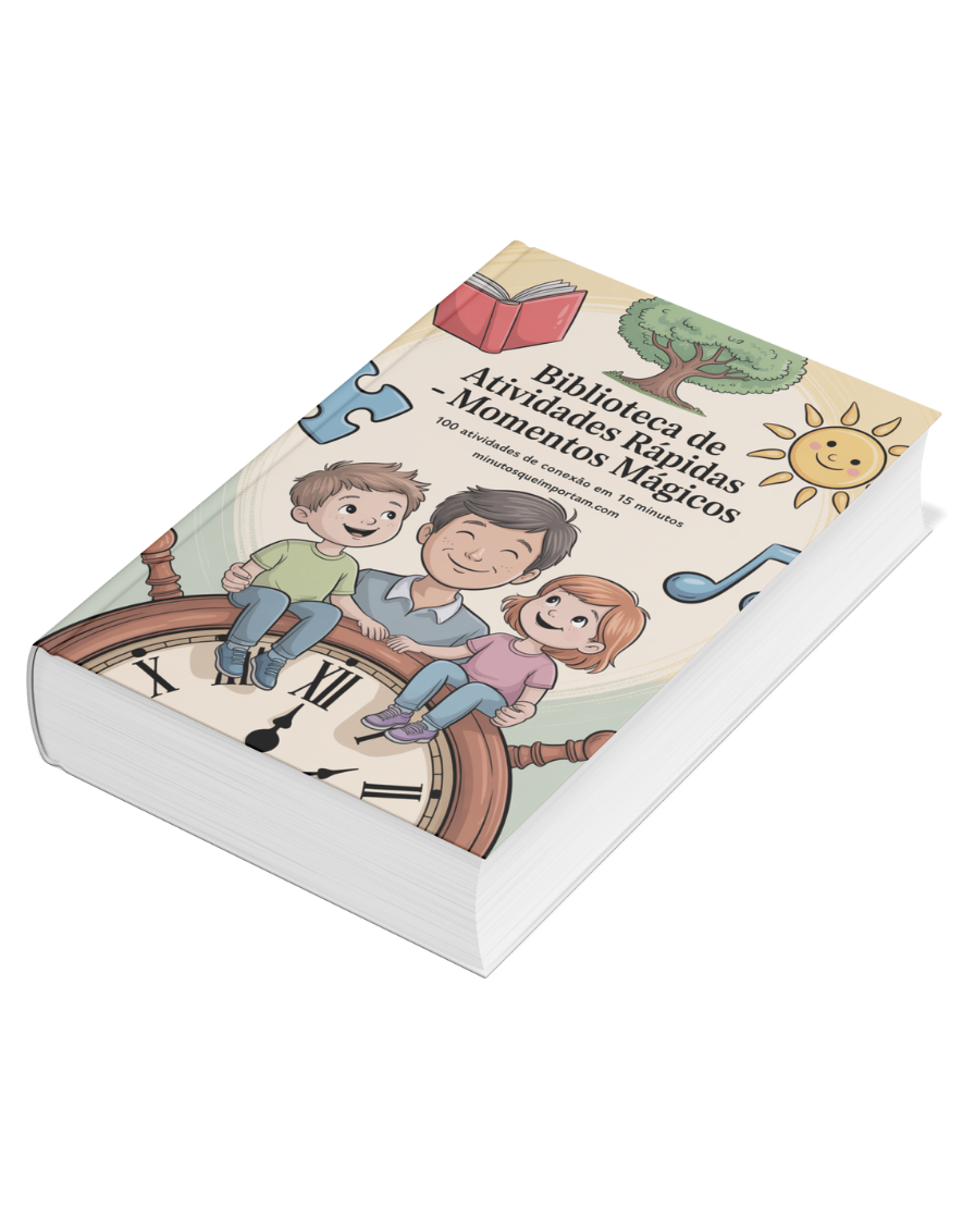 E-book Biblioteca de Atividades Rápidas: 100 ideias práticas de conexão familiar em 15 minutos.