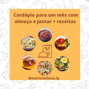 Imagem de capa para o Ebook Cardápio mensal para almoço e jantar com receitas ! 