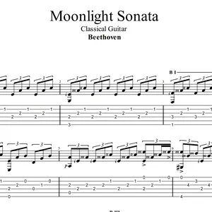 Cover image for Ebook Sheet Moonlight Sonata Beethoven - Classical Guitar